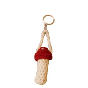Handmade Crochet Lip Balm Holder Keychain for Girls | Daisy Flower Lipstick Case | Cute Bag Charm | Acrylic Yarn | White & Green